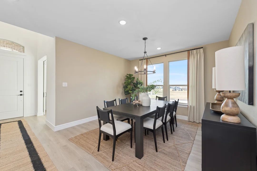Dining room with gorgeous flooring