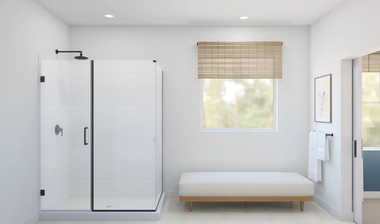 Primary bath with glass shower enclosure