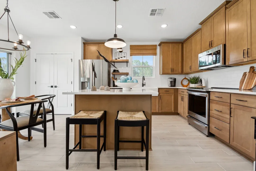 Pendant light over island