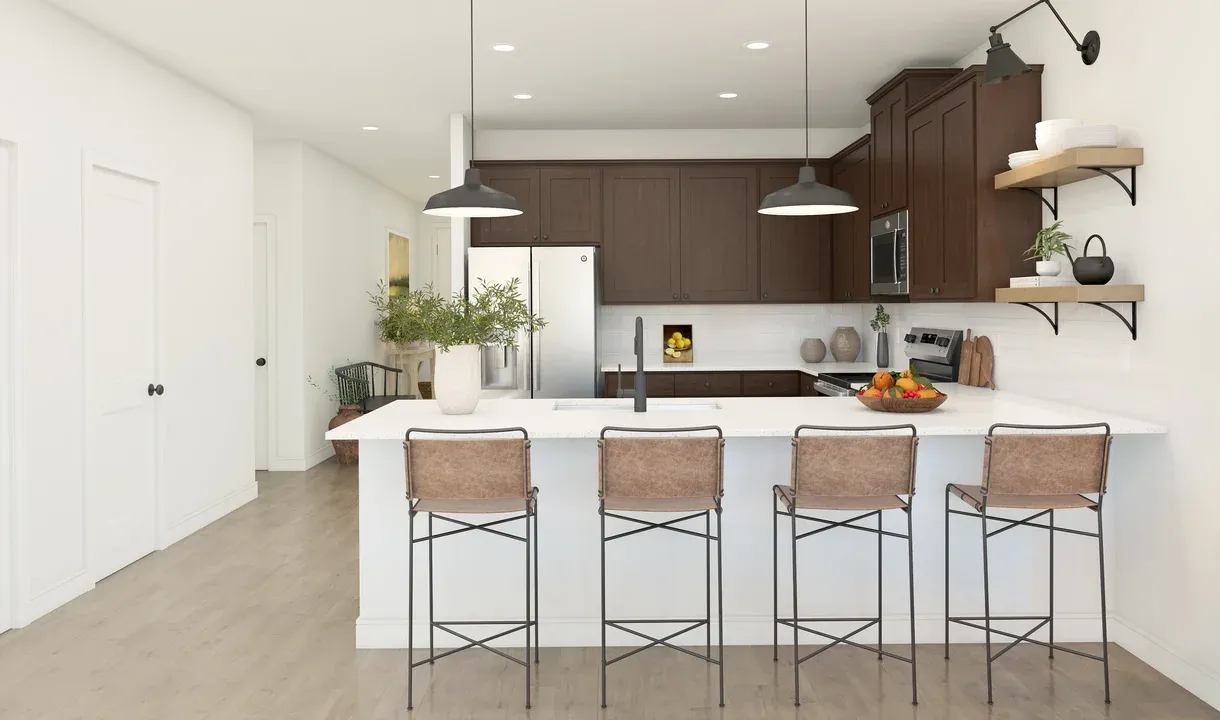 Kitchen  with pendant lights