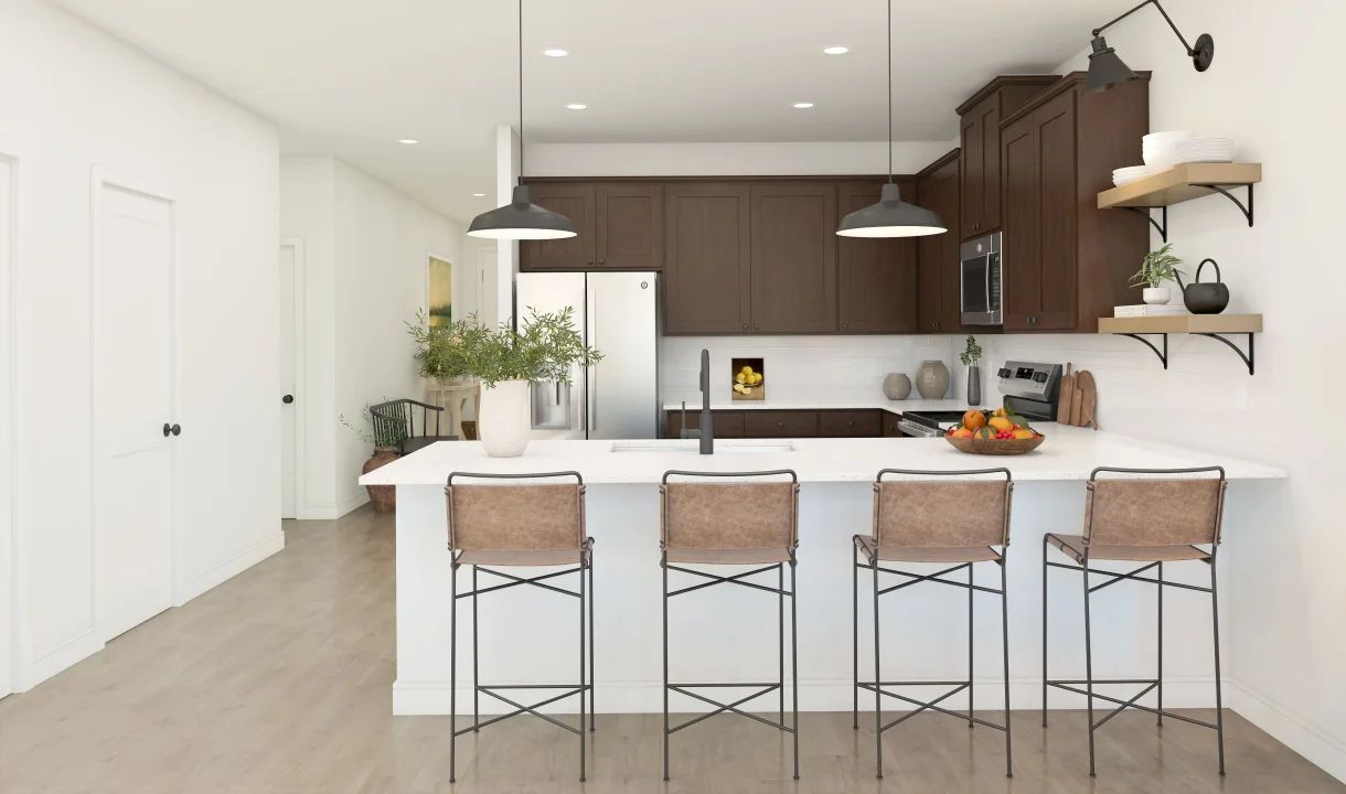 Kitchen  with pendant lights