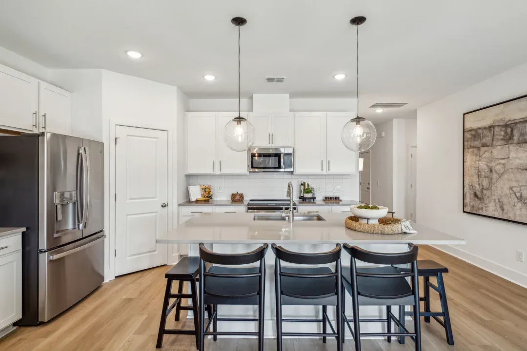 Kitchen with pendant lights