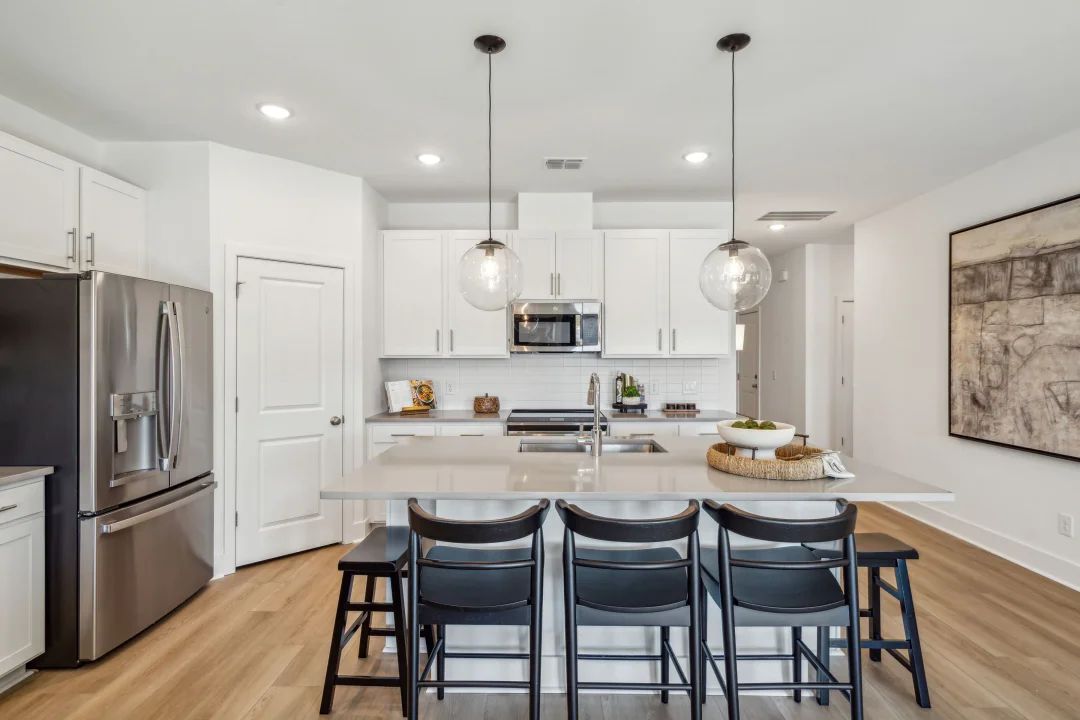 Kitchen with pendant lights