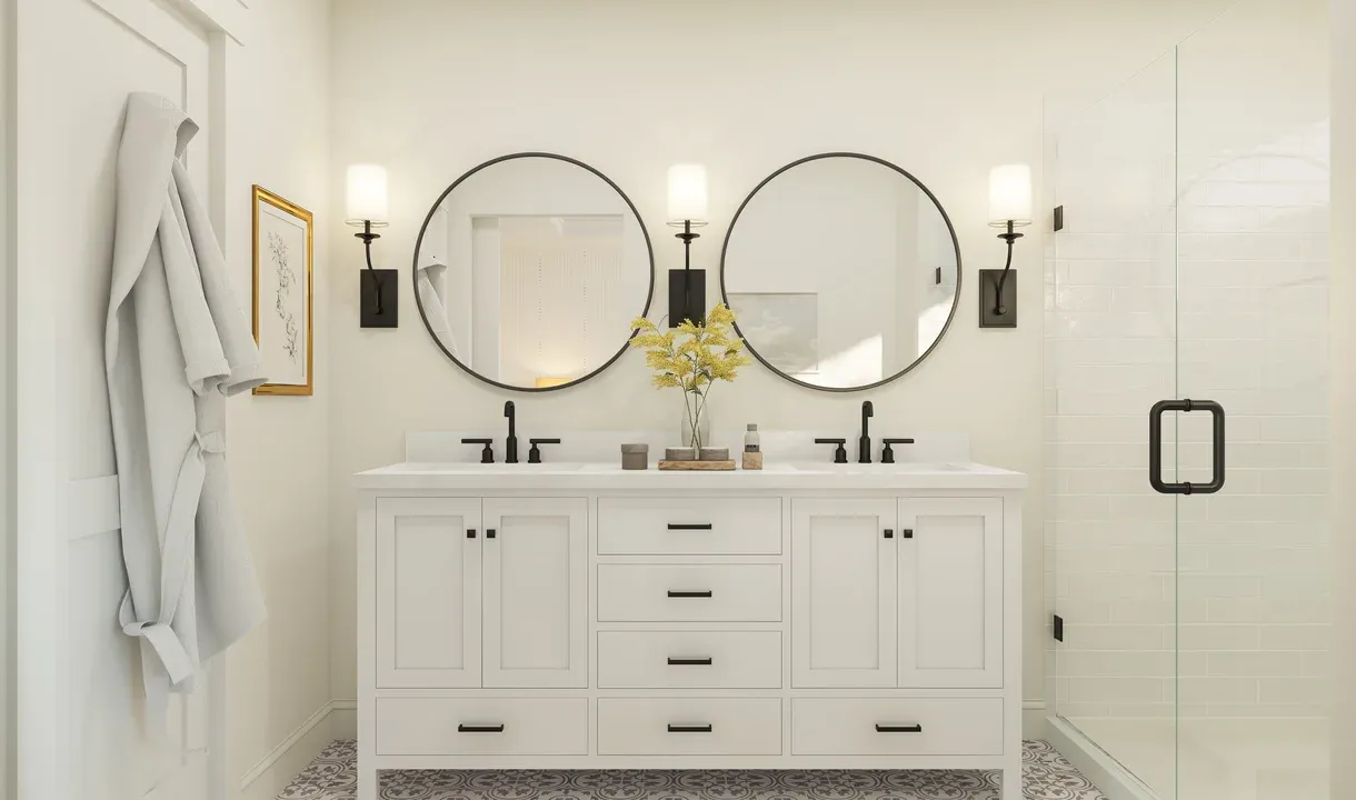 Freestanding vanity in primary bath
