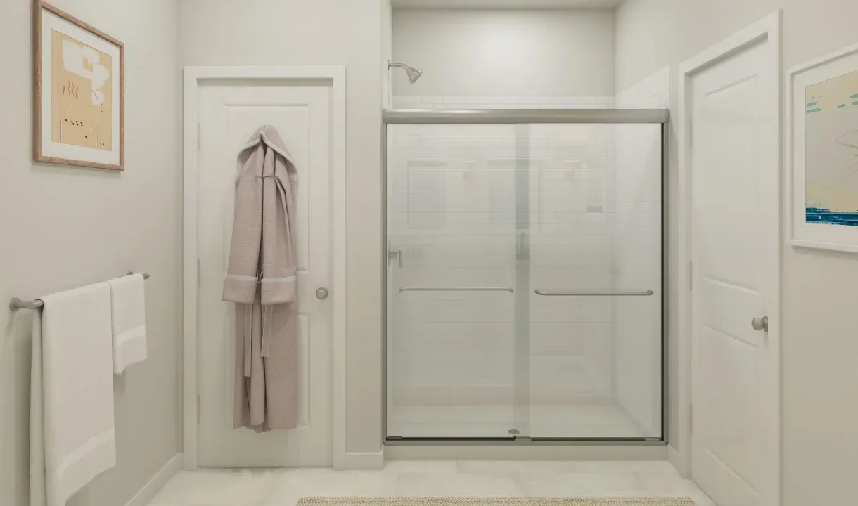 Primary bath glass shower enclosure