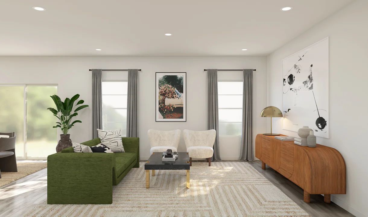 Great room with luxurious wood flooring