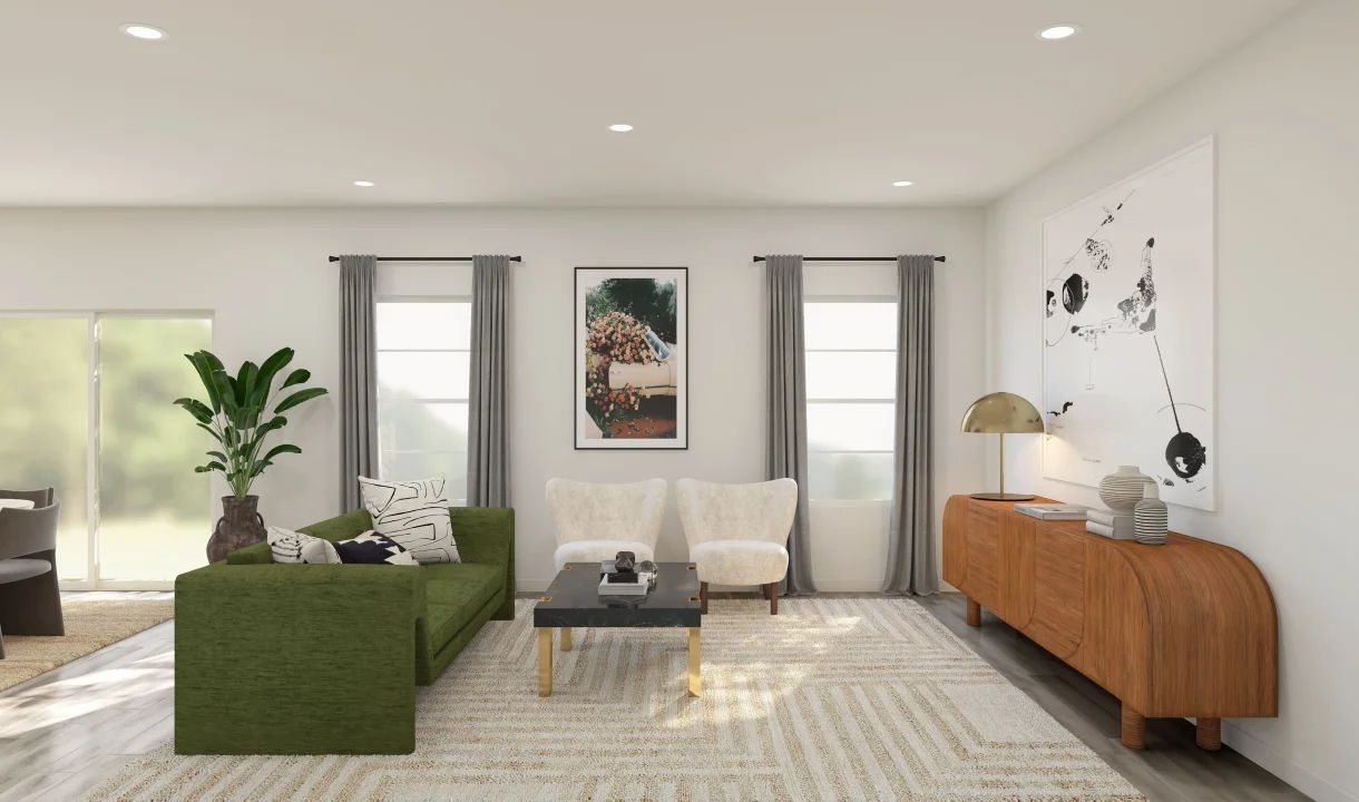 Great room with luxurious wood flooring