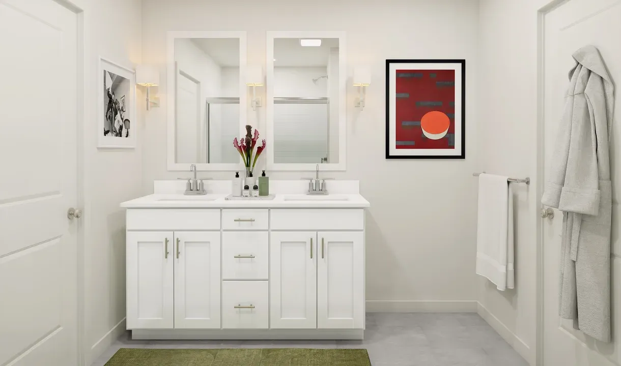 Primary bath with chrome fixtures and hardware