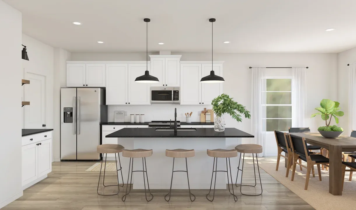Kitchen with pendant lighting
