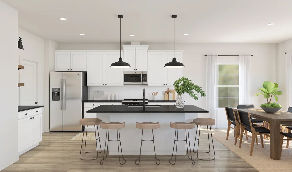 Kitchen with pendant lighting