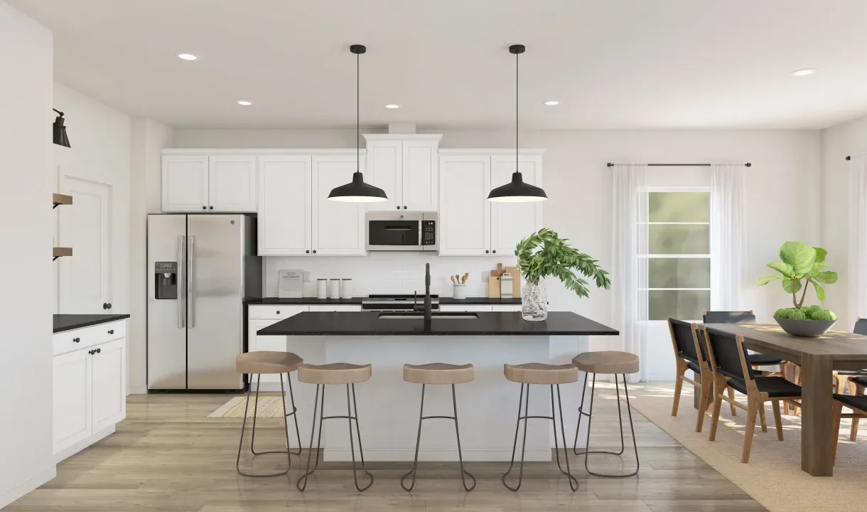 Kitchen with pendant lighting