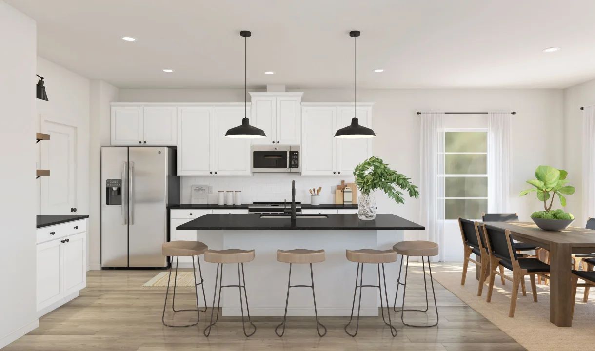 Kitchen with pendant lighting