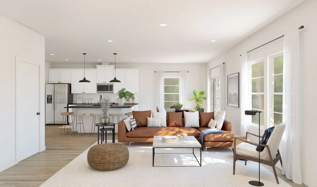 Great room with luxurious wood floors