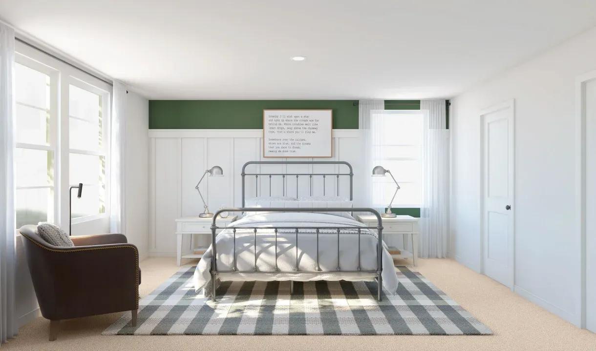Primary suite with decorative feature wall