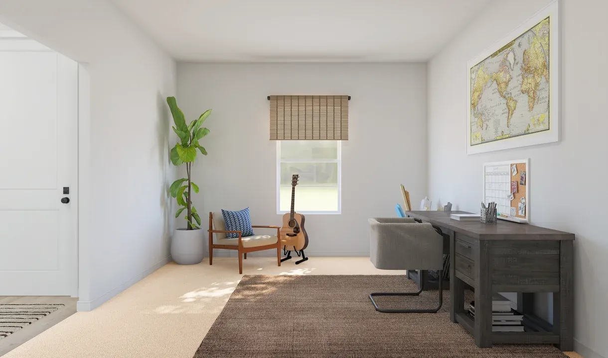 Home office with double barn doors