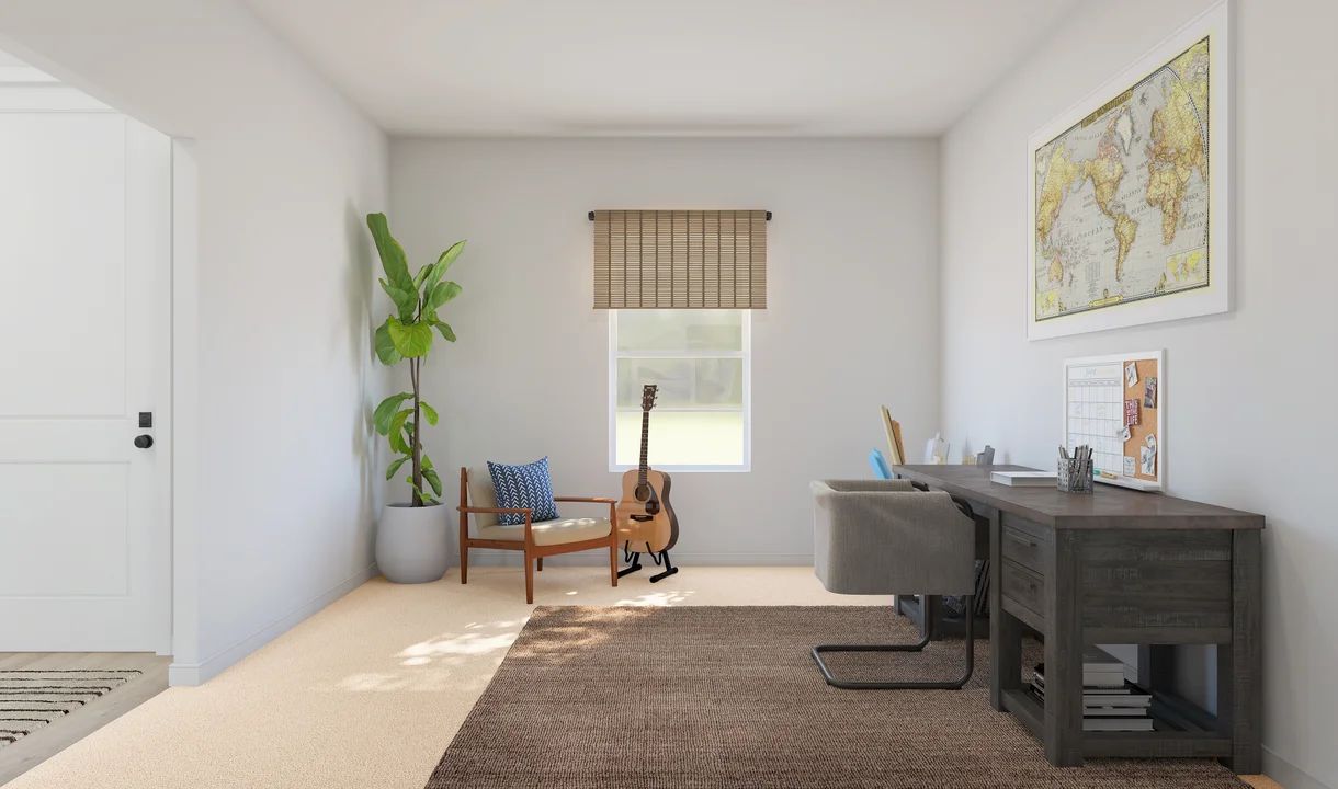 Home office with double barn doors