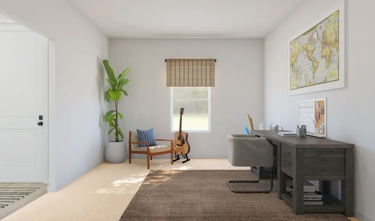 Home office with double barn doors