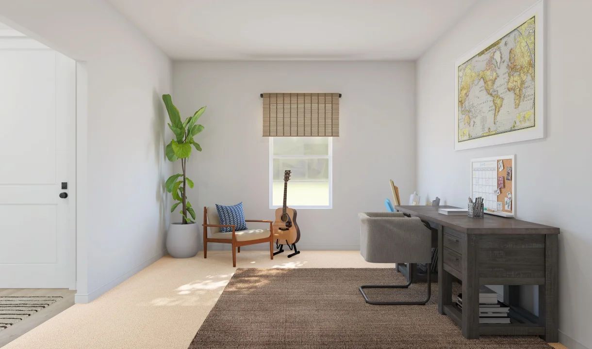 Home office with double barn doors