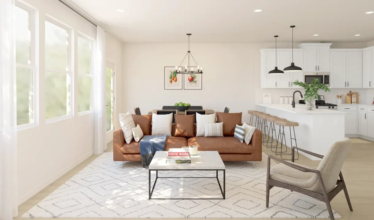 Great room with luxurious wood flooring