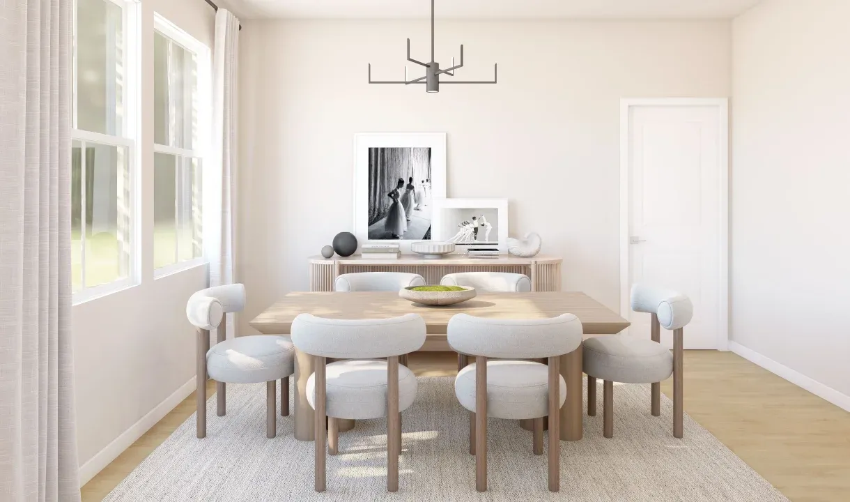 Dining area with chandelier