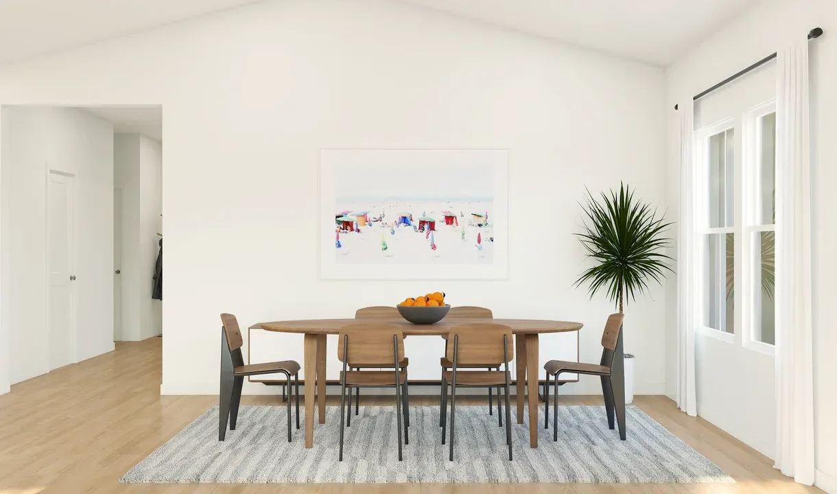 Dining area with vaulted ceiling