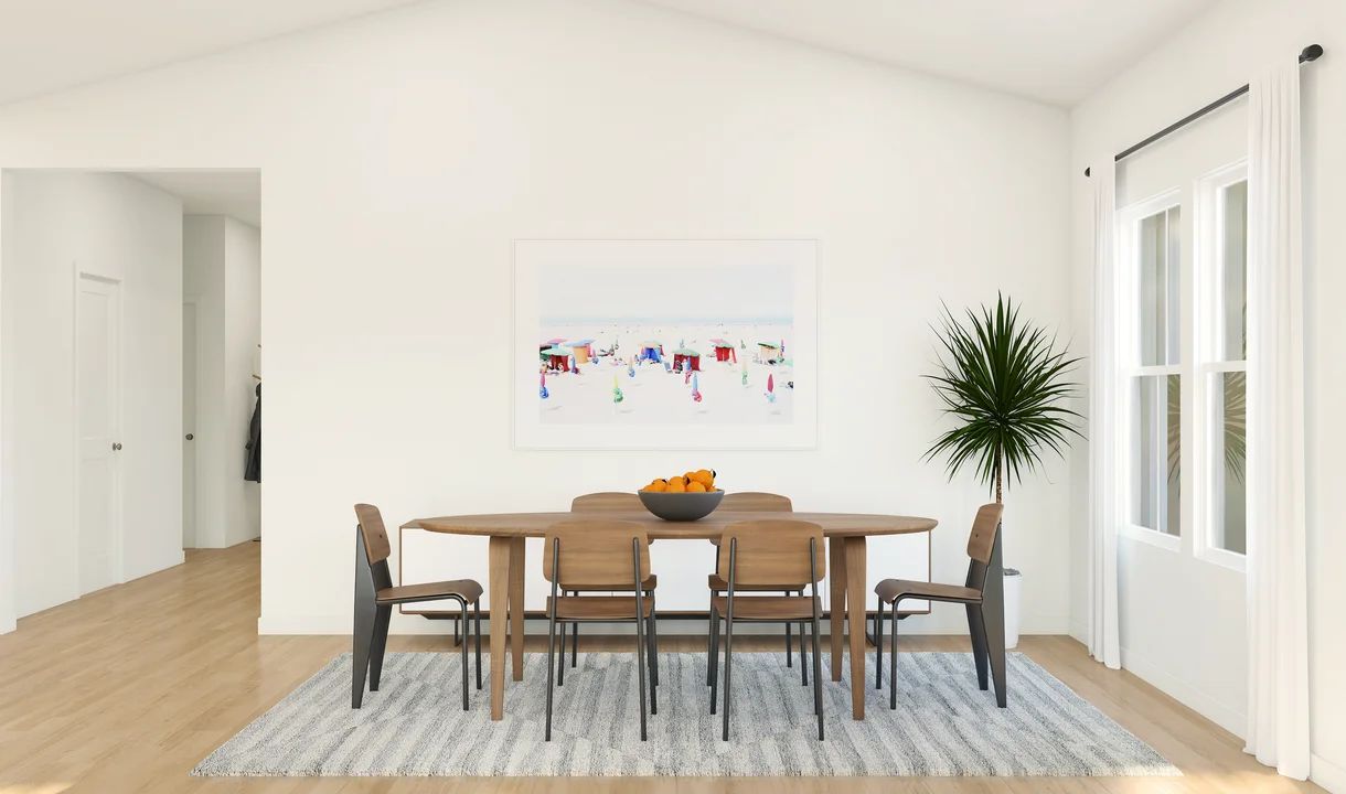 Dining area with vaulted ceiling