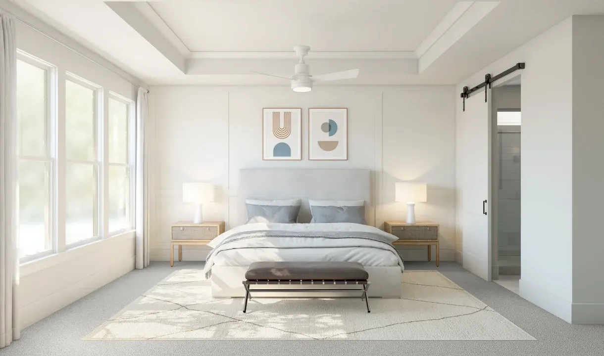 Primary suite with decorated feature wall