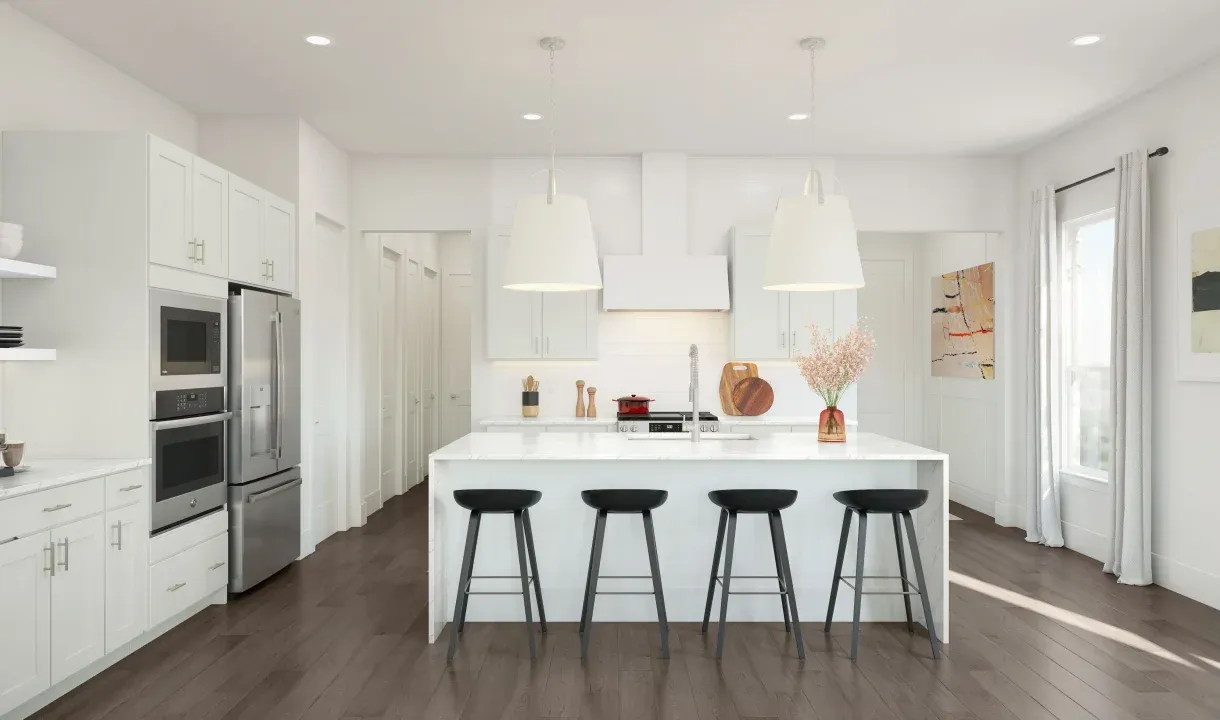 Kitchen with waterfall island