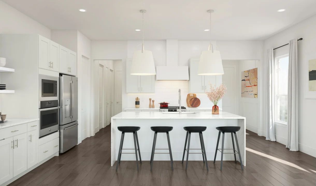 Kitchen with waterfall island
