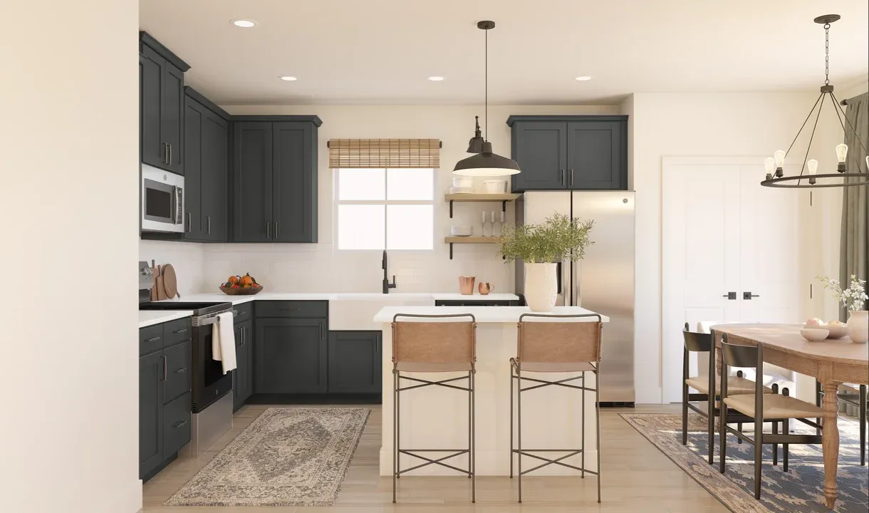 Kitchen with center island and pendant light
