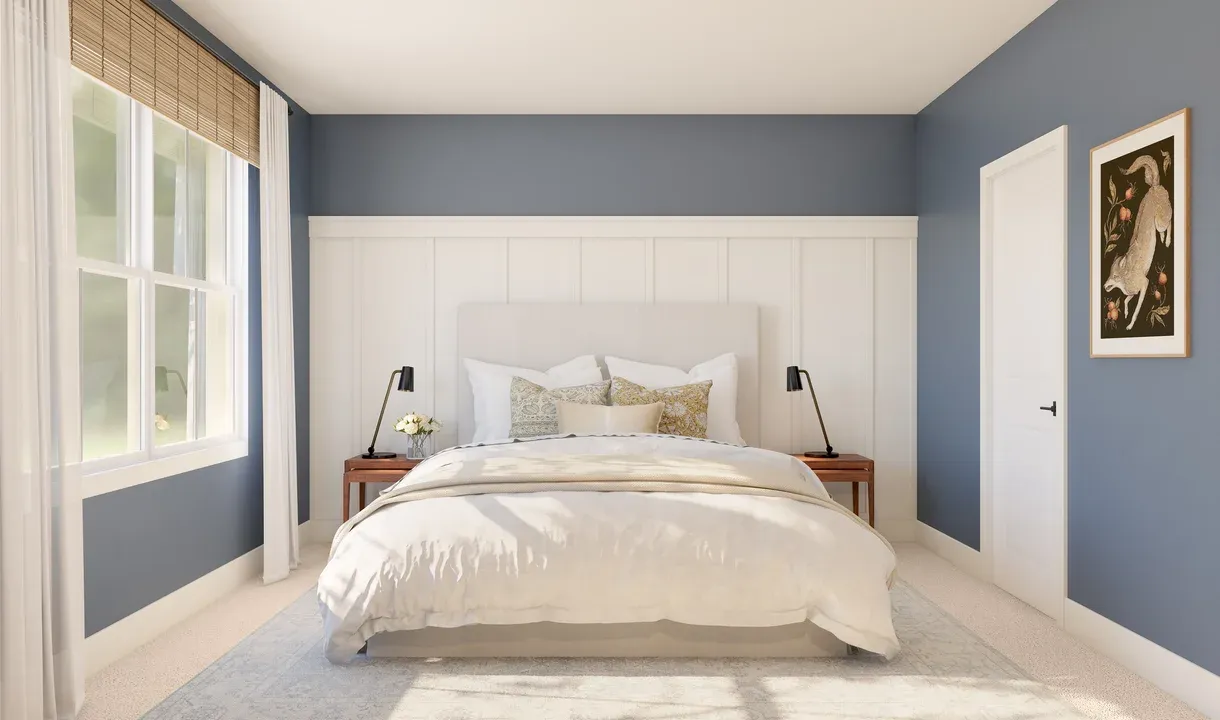 Primary suite with decorative feature wall