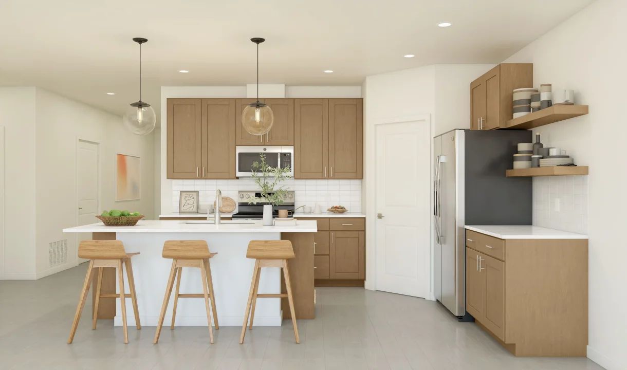 Kitchen with center island and pendant lights