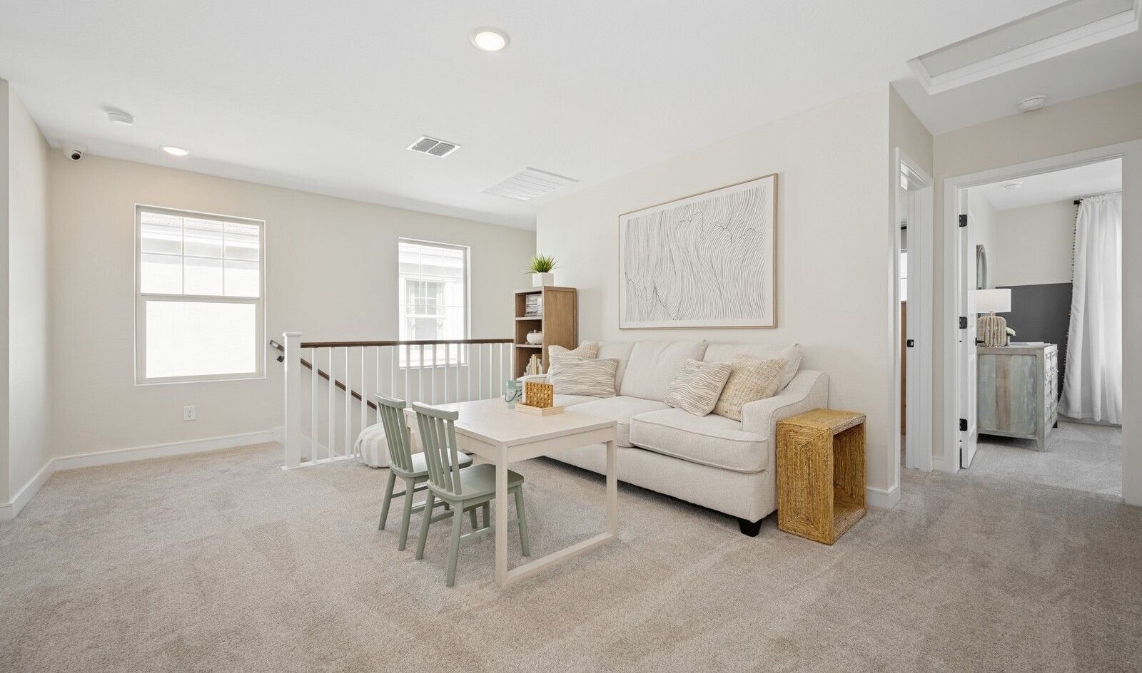 Loft with plush carpeting