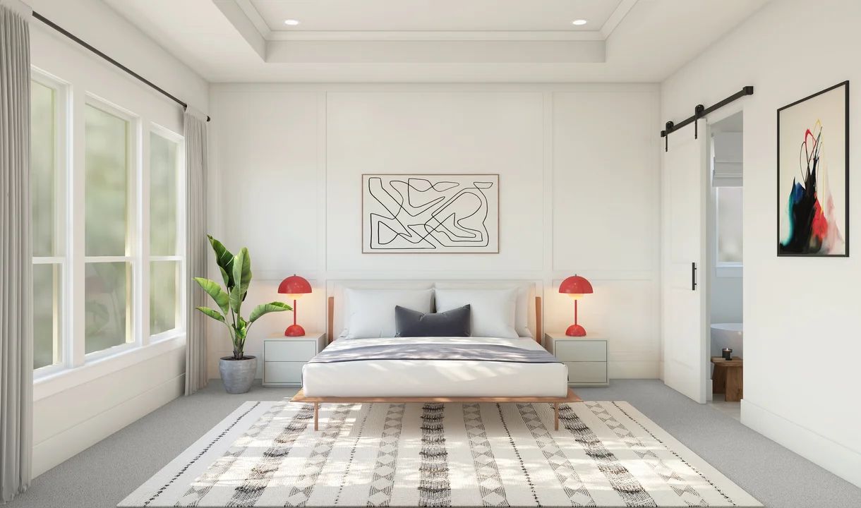 Primary suite with decorative feature wall