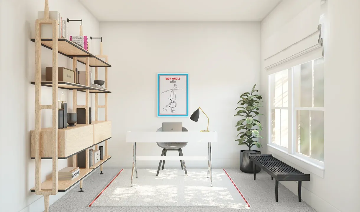 Home office with barn door