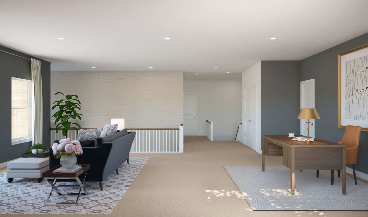 Loft with plush carpeting