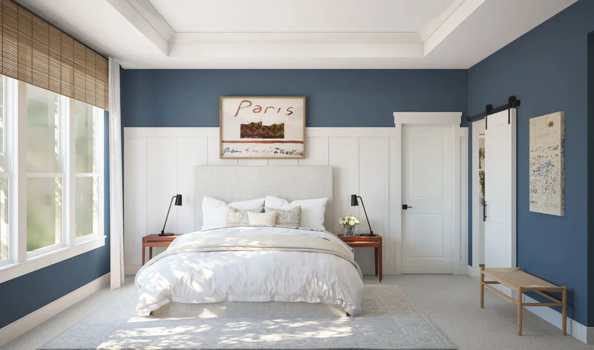 Primary suite with decorative feature wall