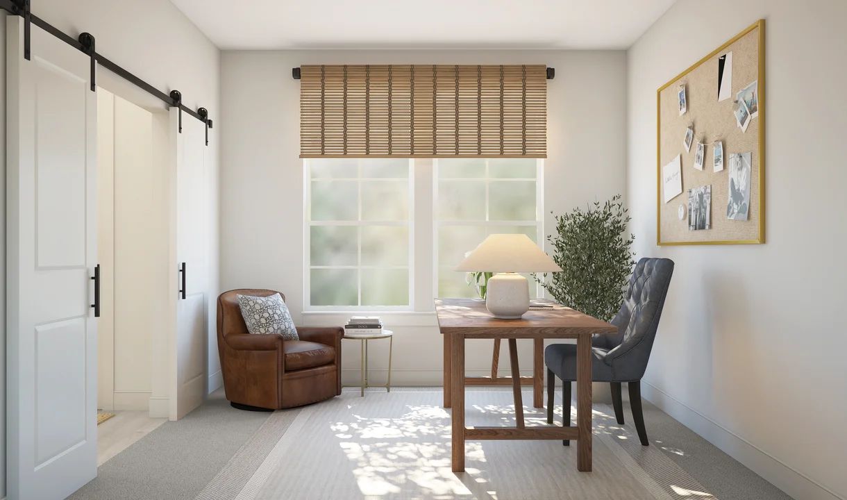 Private home office with double barn doors
