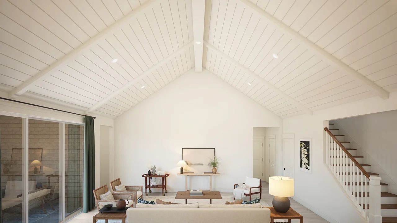 Vaulted ceiling in great room