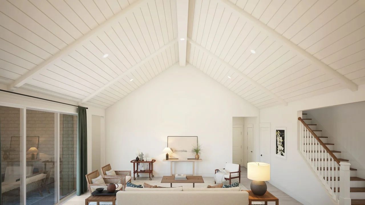Vaulted ceiling in great room