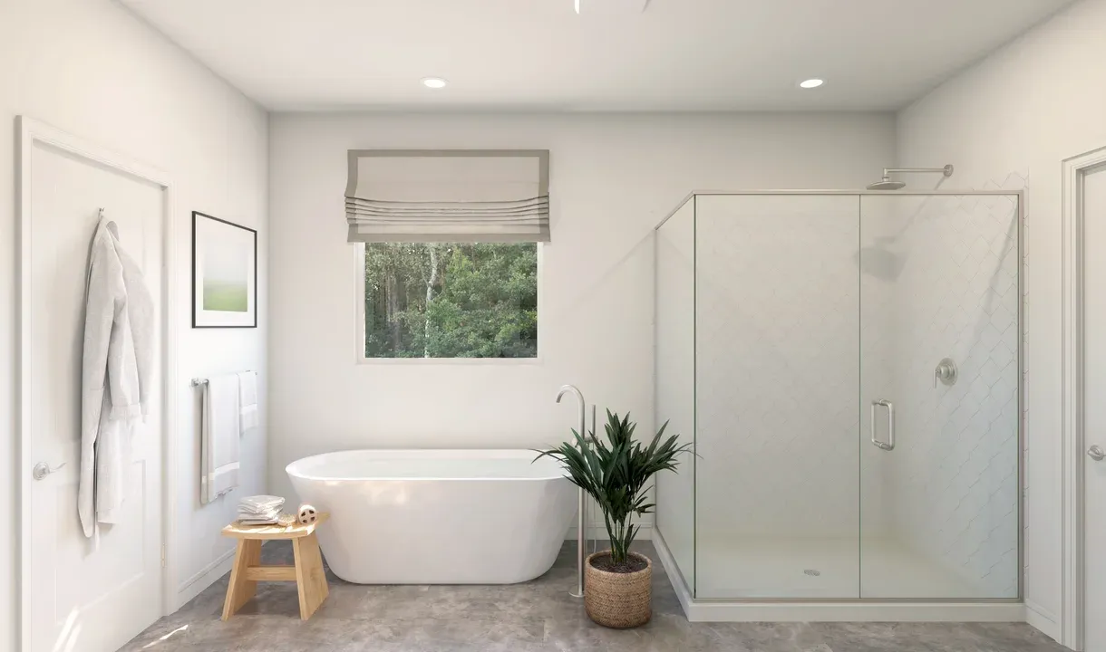 Glass shower enclosure in primary bath