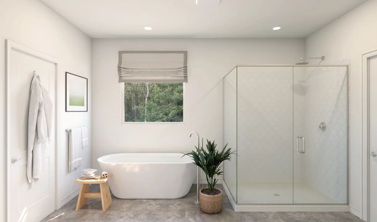 Glass shower enclosure in primary bath