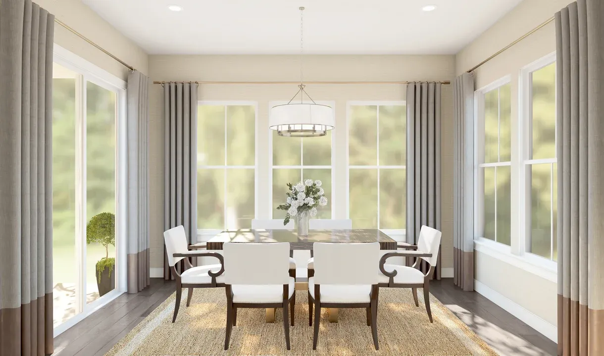 Dining area surrounded by windows