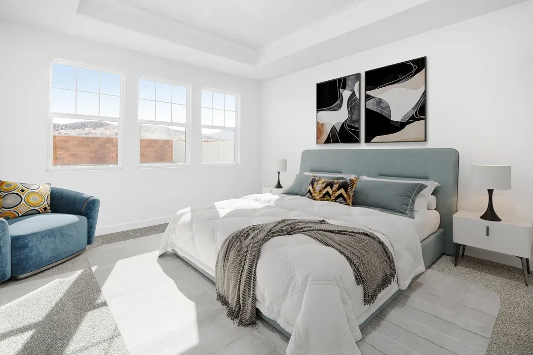 Primary suite with plush carpeting