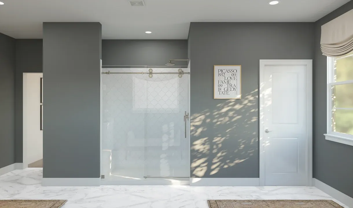 Primary bath glass shower enclosure