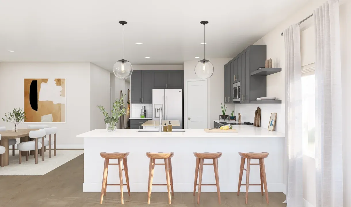 Pendant lighting in kitchen