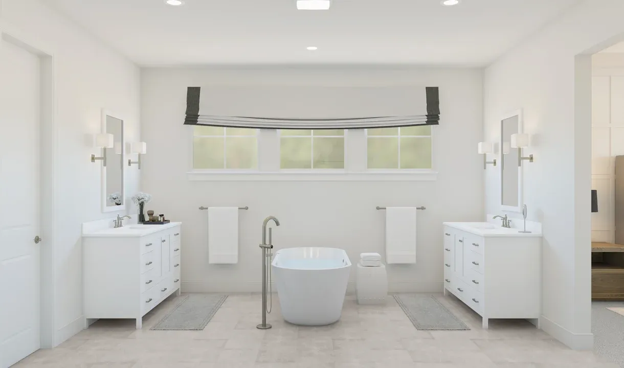 Primary bath with dual vanities