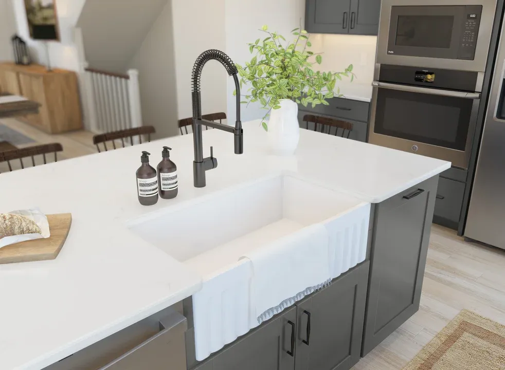 Kitchen with apron sink