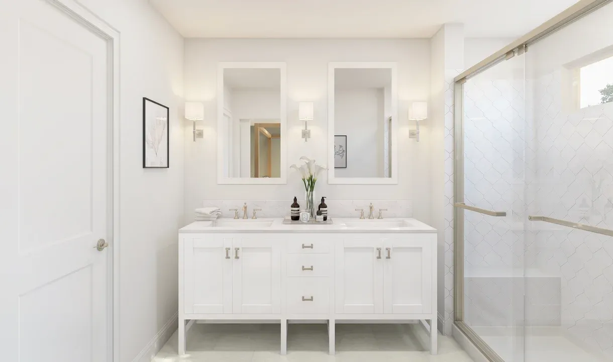 Freestanding vanity in primary bath