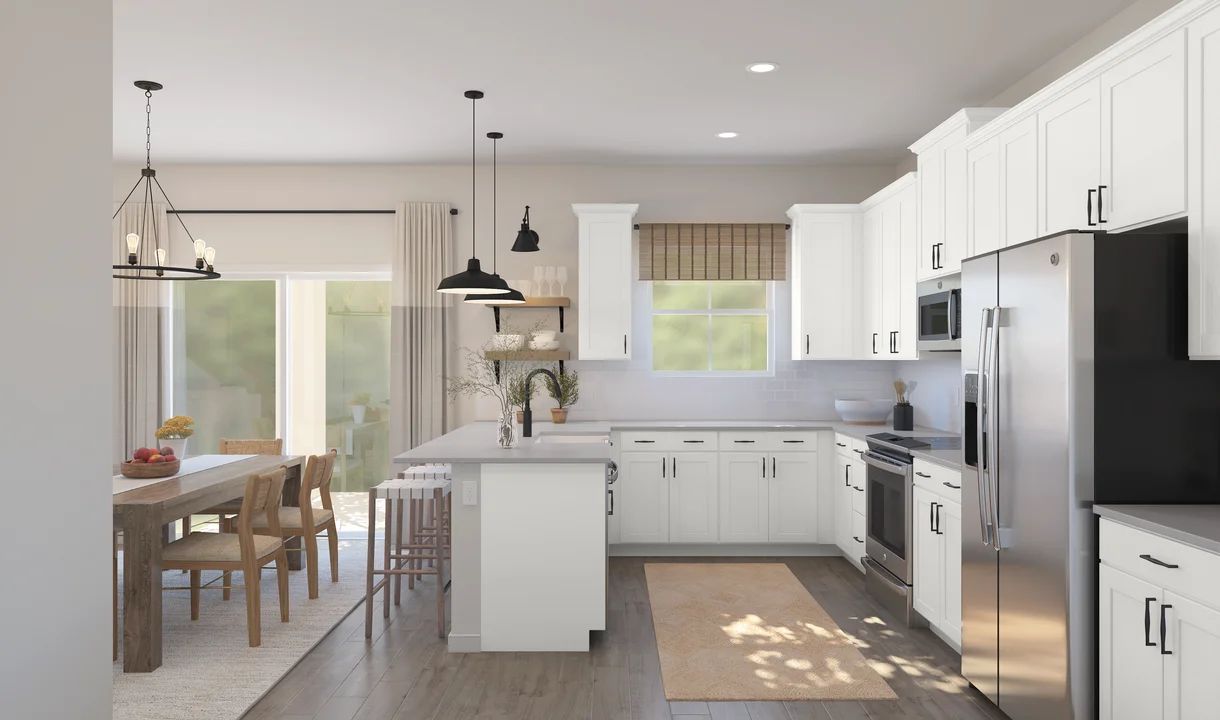 Kitchen with pendant lighting